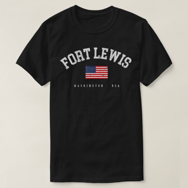 T-shirt Fort Lewis WA Retro American Flag USA Ville  (Design devant)