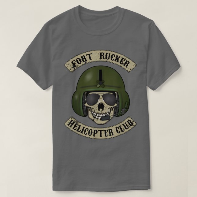 T-shirt Fort Rucker Helicopter Club T  Pilot, Crew Chief T (Design devant)