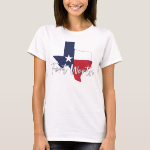 T-shirt Fort Worth, Texas Drapeau Carte Blanc féminin