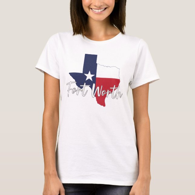T-shirt Fort Worth, Texas Drapeau Carte Blanc féminin (Devant)