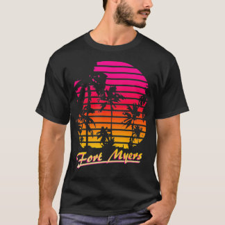 T-shirt FortCool 80s Palm Trees coucher de soleil d'été