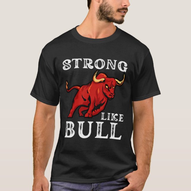 T-shirt Forte Comme Un Taureau Poids Powerlifter Bodybuild (Devant)