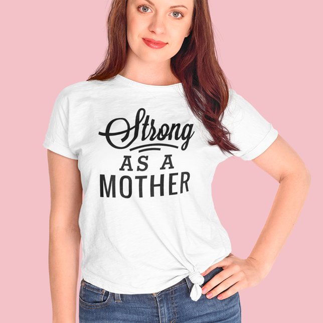 T-shirt Forte comme une mère Noir Script moderne (Créateur téléchargé)
