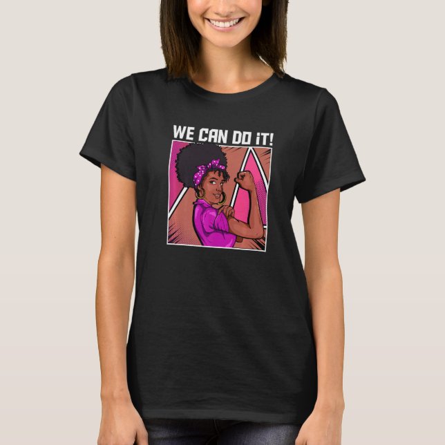 T-shirt Forte Femme Noire Inspiré Nous Pouvons Le Faire Li (Devant)