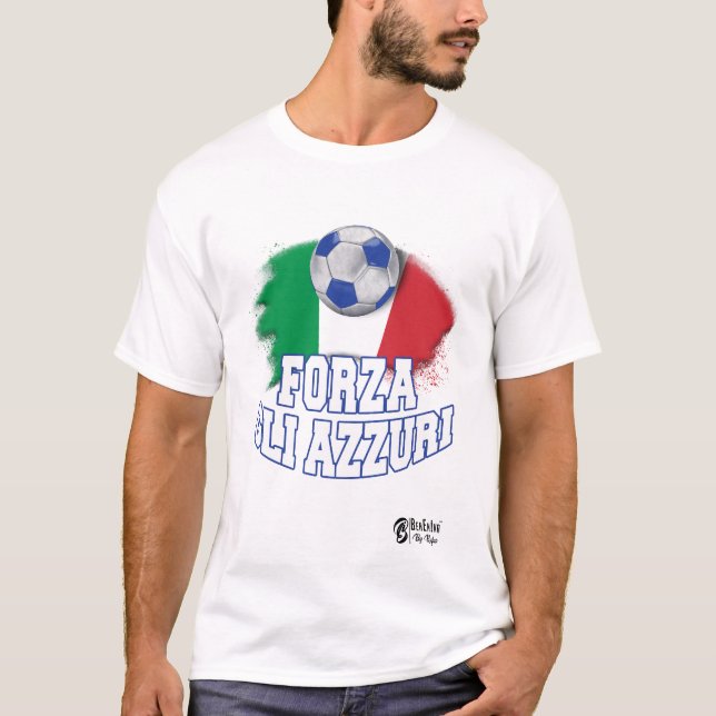 T-shirt Forza Gli Azzuri Version 2 Blanc (Devant)