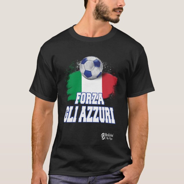 T-shirt Forza Gli Azzuri Version 3 Noir (Devant)