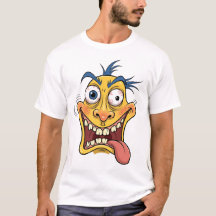 T-Shirt Fou Cartoon Face - Drôle Carica Colorée