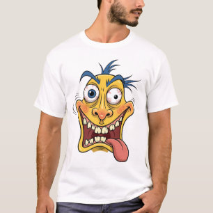 T-Shirt Fou Cartoon Face - Drôle Carica Colorée
