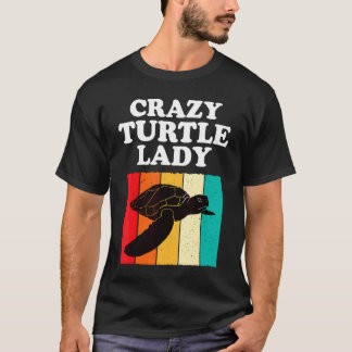 T-shirt Fou Tortue Lady Drôle Tortue Fille Amoureux De Mer