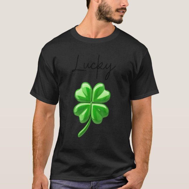 T-shirt four leaf clover Shamrock lucky charm irish St Pat (Devant)