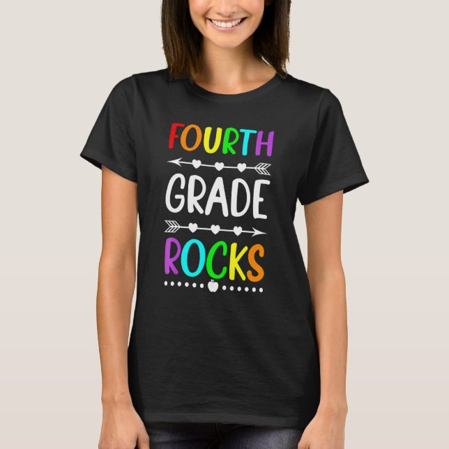 T-shirt Fourth Grade Rocks Teacher Student  Back To School (Devant)