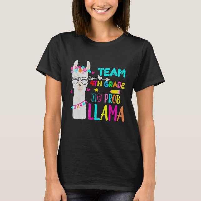 T-shirt Fourth Grade Squad No Prob Llama Team 4th Grade Te (Devant)