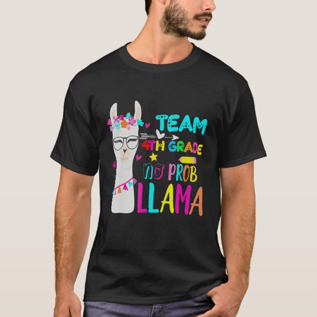 T-shirt Fourth Grade Squad No Prob Llama Team 4th Grade Te (Devant)