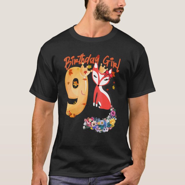 T-shirt Fox animal 9e anniversaire fille Fox B jour 9 anné (Devant)