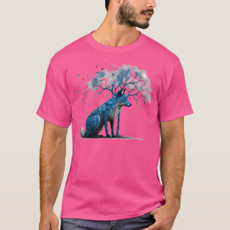 T-shirt Fox Arbre Arbre Arbre Animal Art Fox