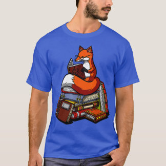 T-shirt Fox Book Reading Nerd Cute Animal Librarian Women