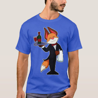 T-shirt Fox comme serveur avec Platter et vin rouge