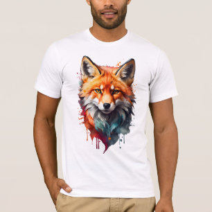 T-shirt Fox couleur d'aquarelle vive - Gras et sau
