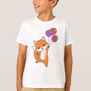 T-shirt Fox Cute Animaux Mouches Ballons Enfants