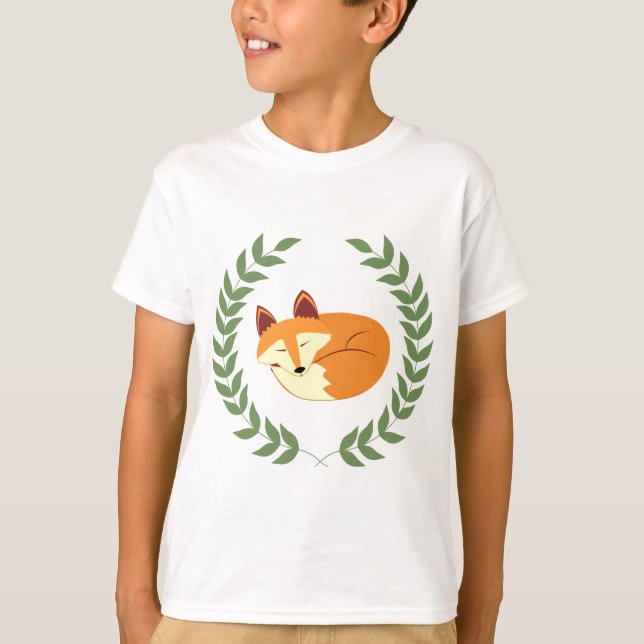 T-shirt Fox de sommeil avec la guirlande de laurier (Devant)