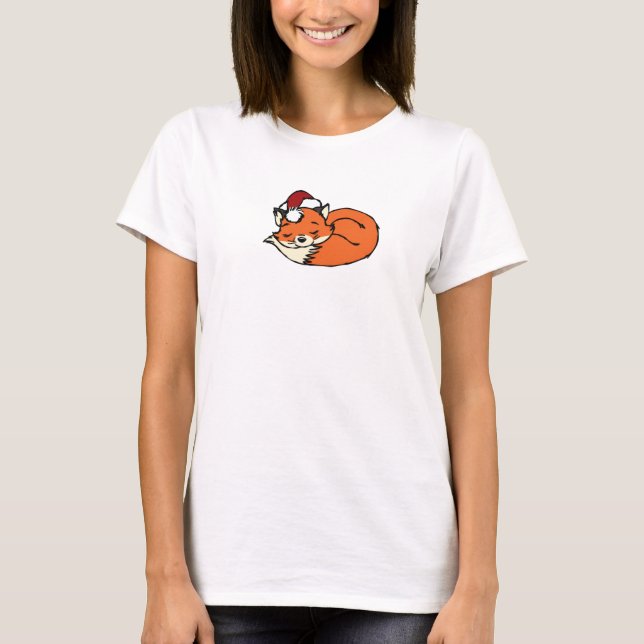 T-shirt Fox de sommeil de Noël (Devant)