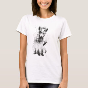 T-shirt Fox Design Double Exposé