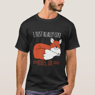 T-shirt Fox Design J'Aime Vraiment Les Foxes Ok