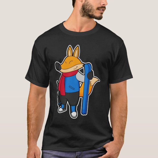 T-shirt Fox en ski avec ski (Devant)