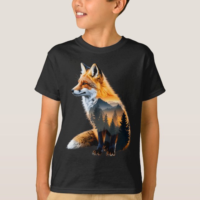 T-shirt Fox Forest Nature Lover Mountains Hiking Camng Bus (Devant)