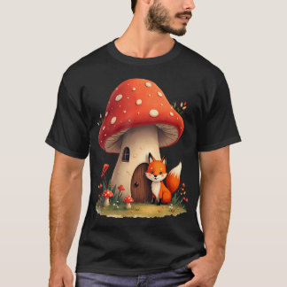 T-shirt Fox In Mushroom House Cottagecore Funny Fox In Fai