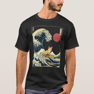 T-shirt Fox Japonais Kanagawa Vague drôle Surf animal
