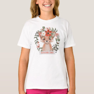 T-shirt Fox mignon de région boisée d'aquarelle