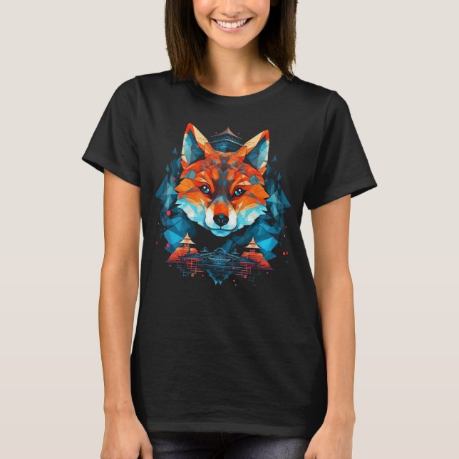 T-shirt Fox Polygon - Art animal Fox (Devant)