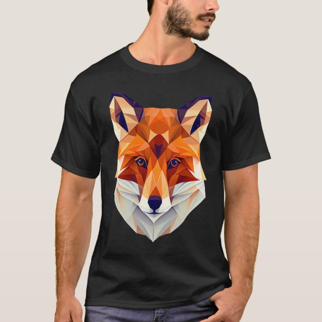 T-shirt Fox Polygon Wild Animal  Wildlife Zookeeper Geomet (Devant)