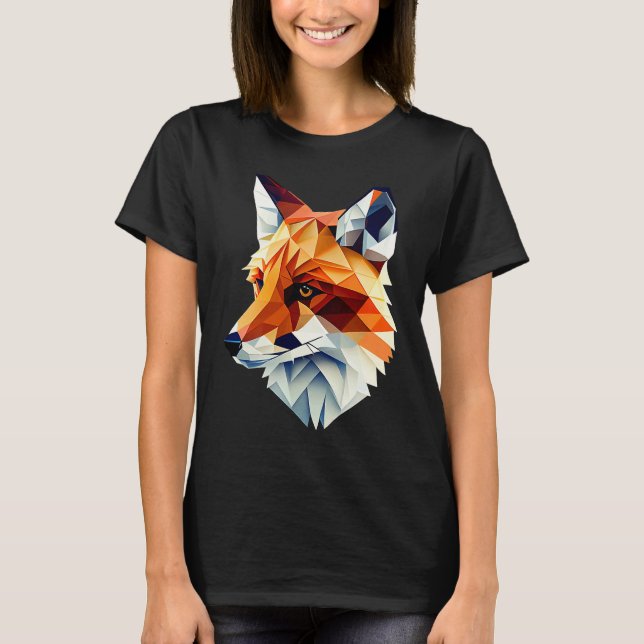 T-shirt Fox Polygon Wild Animal  Wildlife Zookeeper Geomet (Devant)