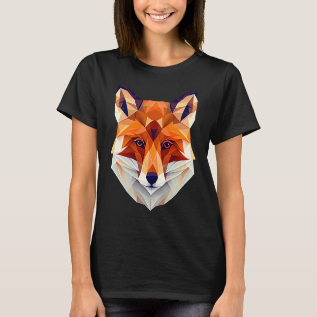 T-shirt Fox Polygon Wild Animal  Wildlife Zookeeper Geomet (Devant)