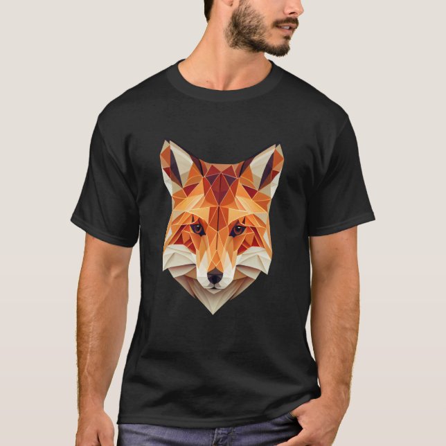 T-shirt Fox Polygon Wild Animal Wildlife Zookeeper Geometr (Devant)