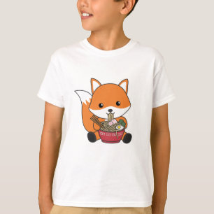 T-shirt Fox Propulsé Par Ramen Cute Kawaii Foxes