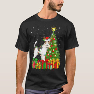 T-shirt Fox Terrier Lighting Xmas Tree Père Noël Fox Terri