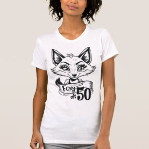 T-shirt Foxy À 50 50e Anniversaire Fête Fox Blanc