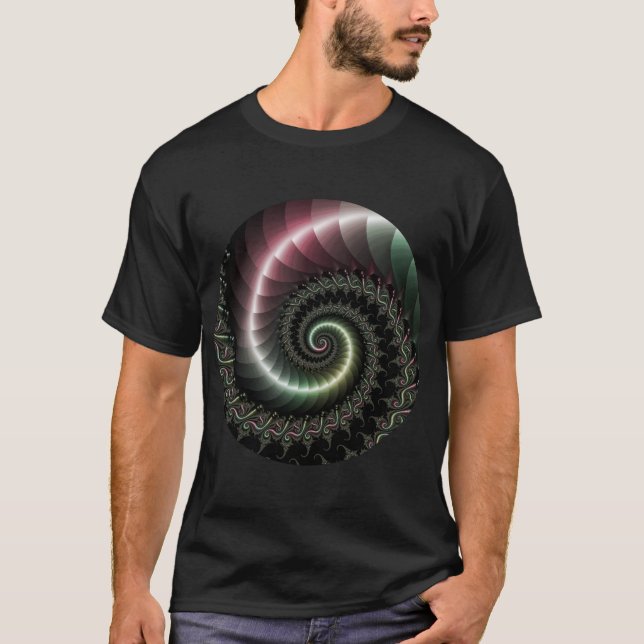 T-shirt fractal en spirale métallique (Devant)