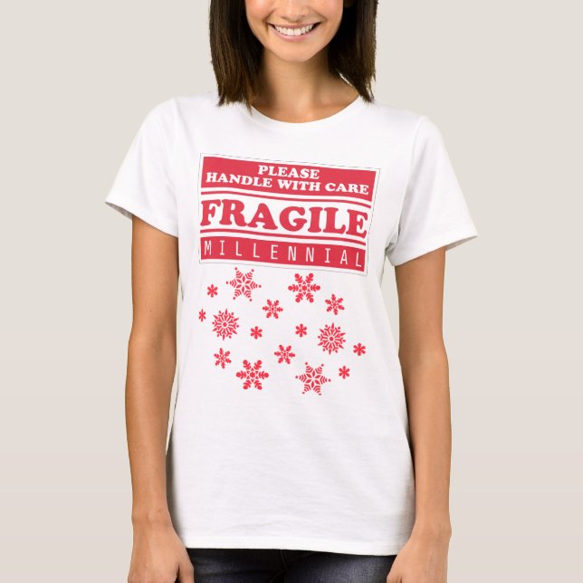 T-shirt Fragile Millennial, Manipulez Avec Soin Les Flamme (Devant)