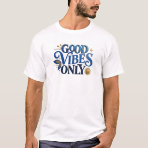 T-shirt Frais Bleu BONNES VIBES SEULEMENT Art Vestimentair