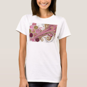 T-shirt Frais Rose TOURBILLONS DE PAILLONS ROSE ET OR