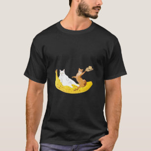 T-shirt Fraisage de chat sur banane tenant casquette