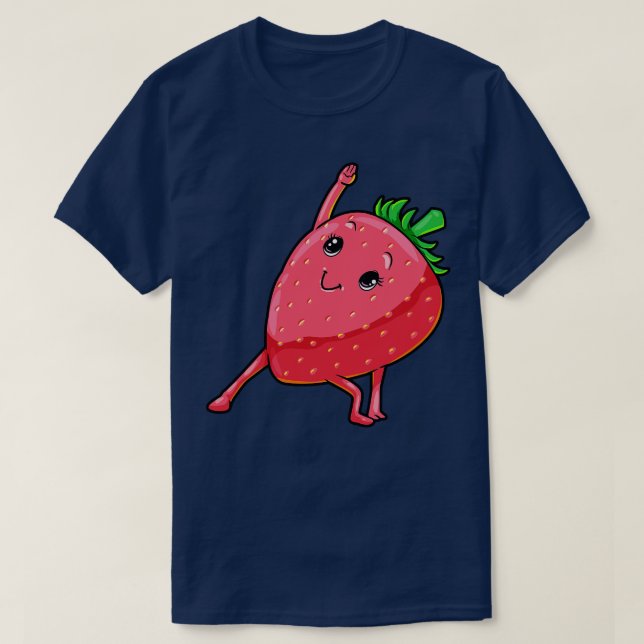 T-shirt Fraise au Yoga pour la flexibilité (Design devant)