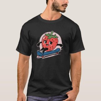 T-shirt fraise avec skate