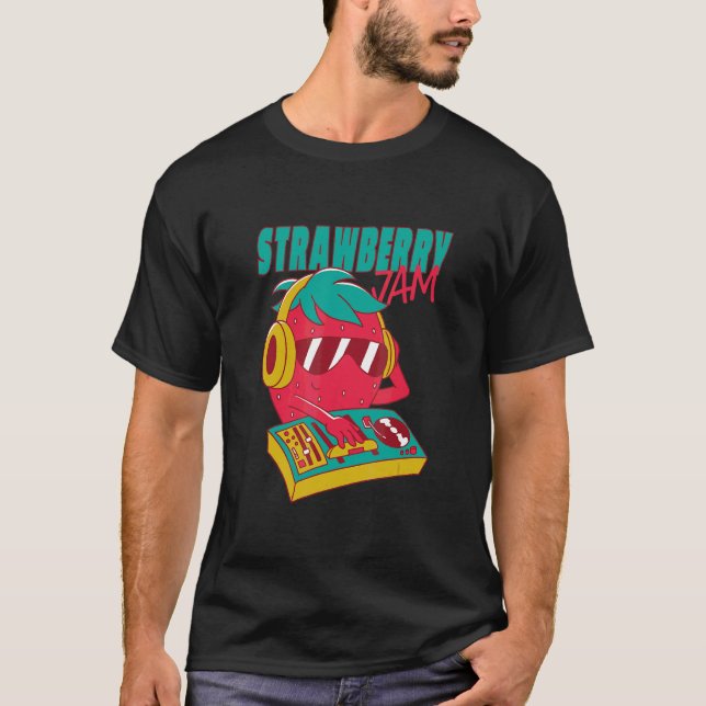 T-shirt Fraise Jam Pun Music Dj (Devant)