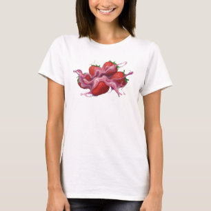 T-shirt Fraises Abstraites Rouges Contemporaines