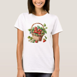 T-shirt Fraises fraîches dans un panier en osier